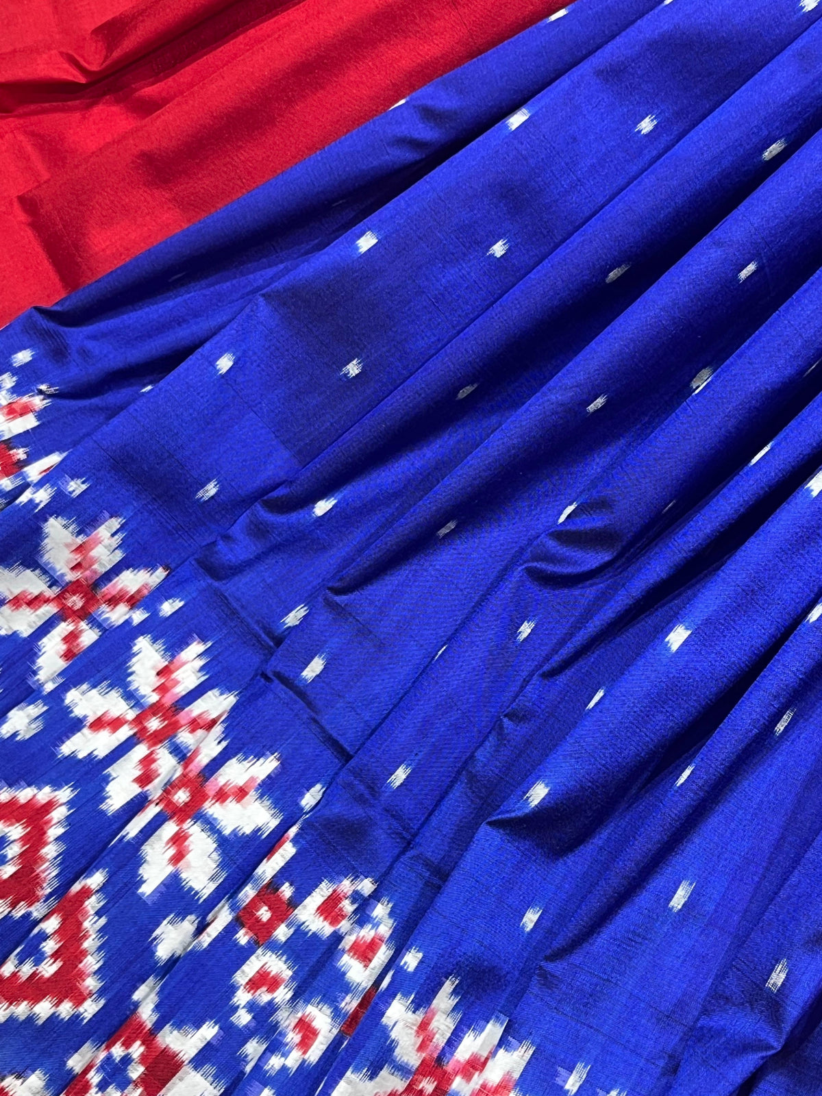 ROYAL BLUE SILK PURE HANDLOOM IKKAT SAREE