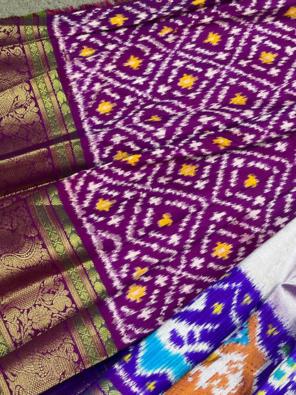 LAVENDER SILK PURE HANDLOOM IKKAT SAREE