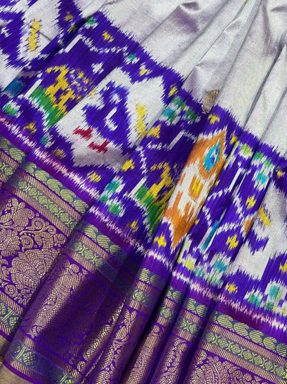 LAVENDER SILK PURE HANDLOOM IKKAT SAREE