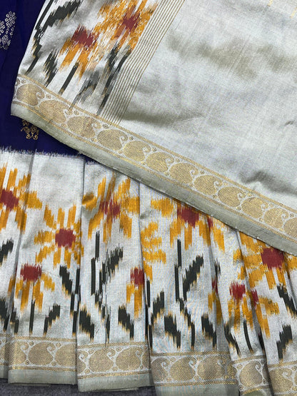 DEEP PURPLE SILK PURE HANDLOOM IKKAT SAREE