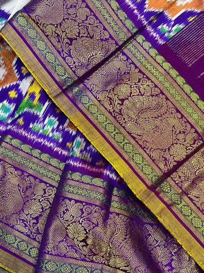 LAVENDER SILK PURE HANDLOOM IKKAT SAREE