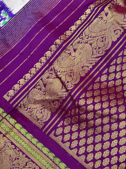 LAVENDER SILK PURE HANDLOOM IKKAT SAREE