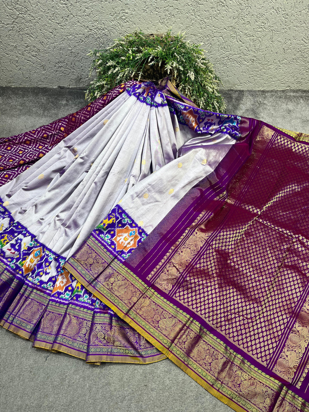 LAVENDER SILK PURE HANDLOOM IKKAT SAREE