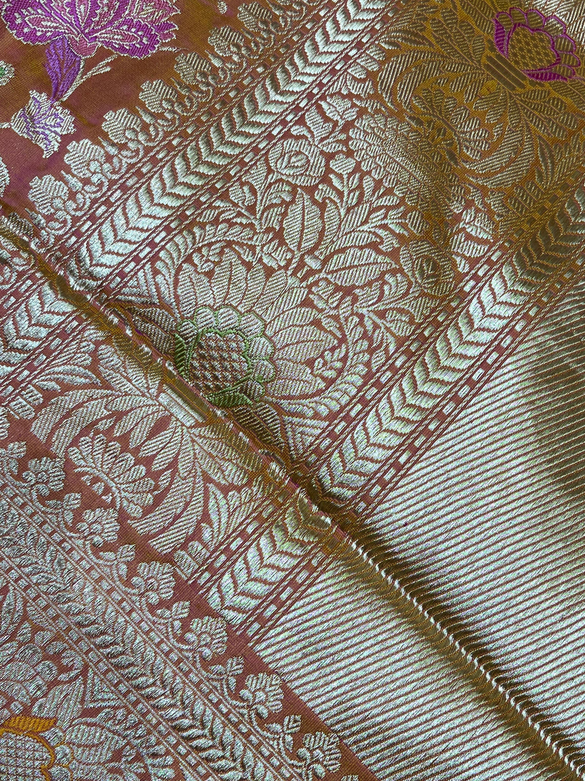 RUST PINK SILK PURE HANDLOOM BANARASI SAREE