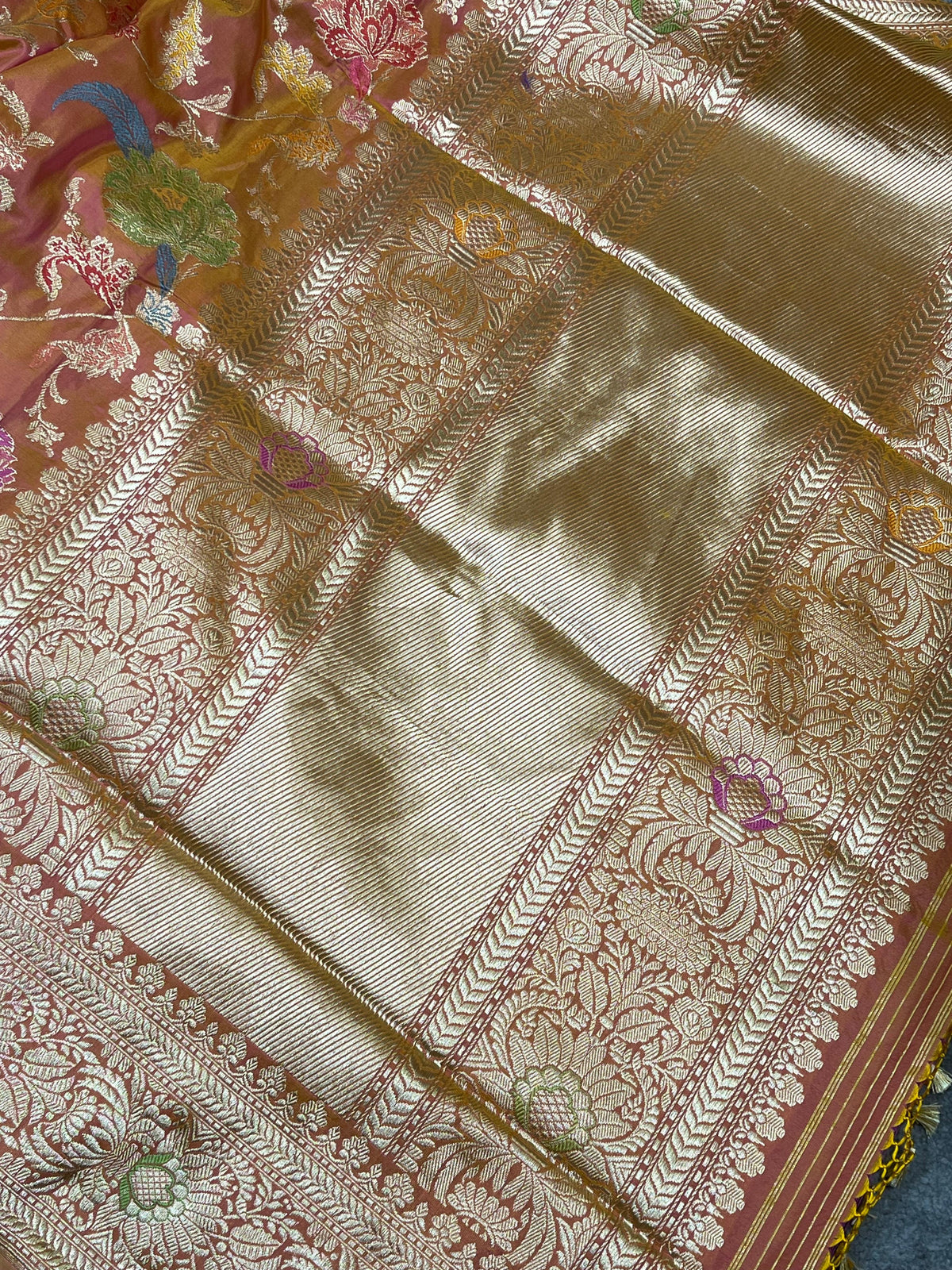 RUST PINK SILK PURE HANDLOOM BANARASI SAREE
