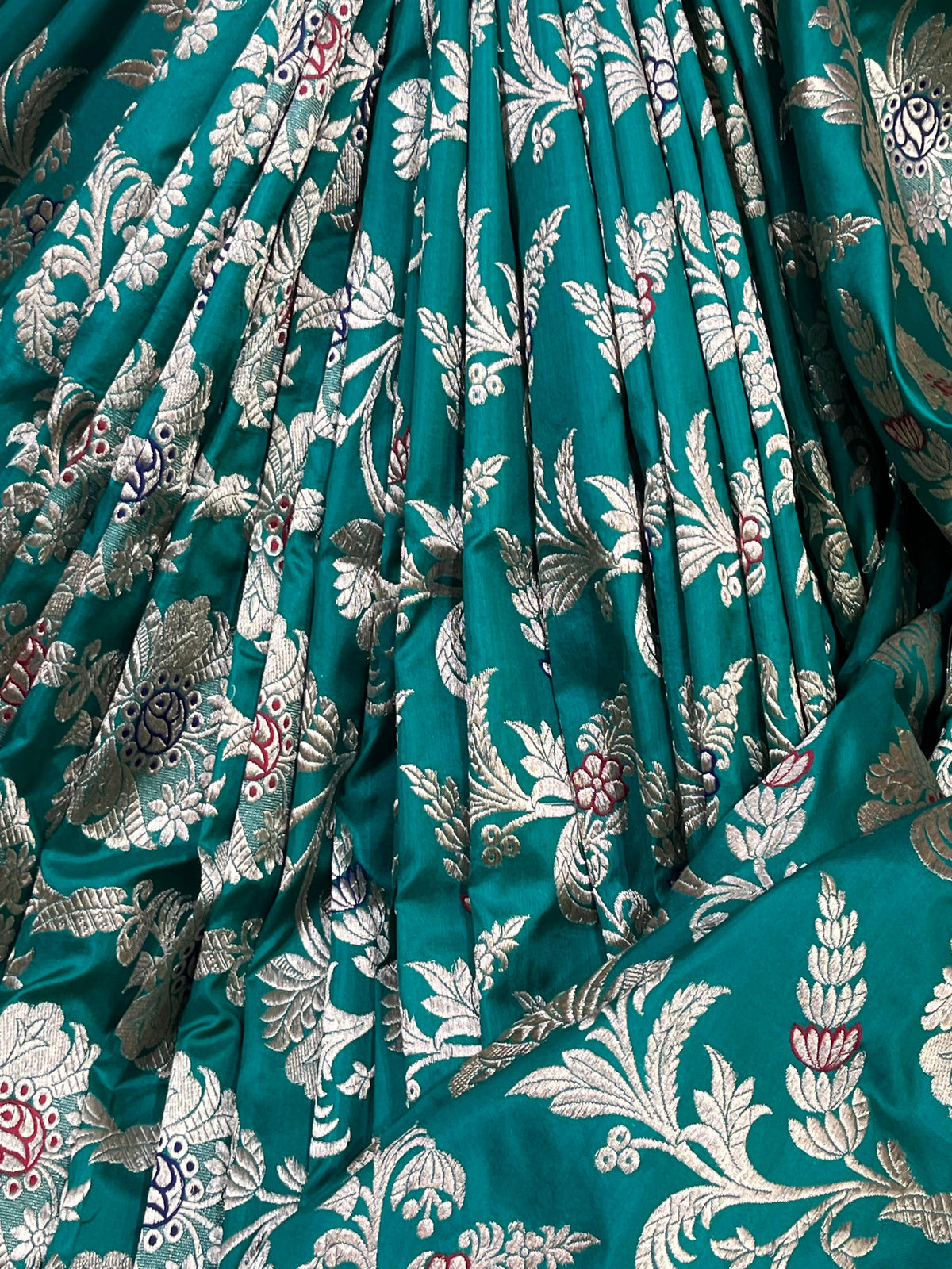 TEAL GREEN SILK PURE HANDLOOM BANARASI SAREE
