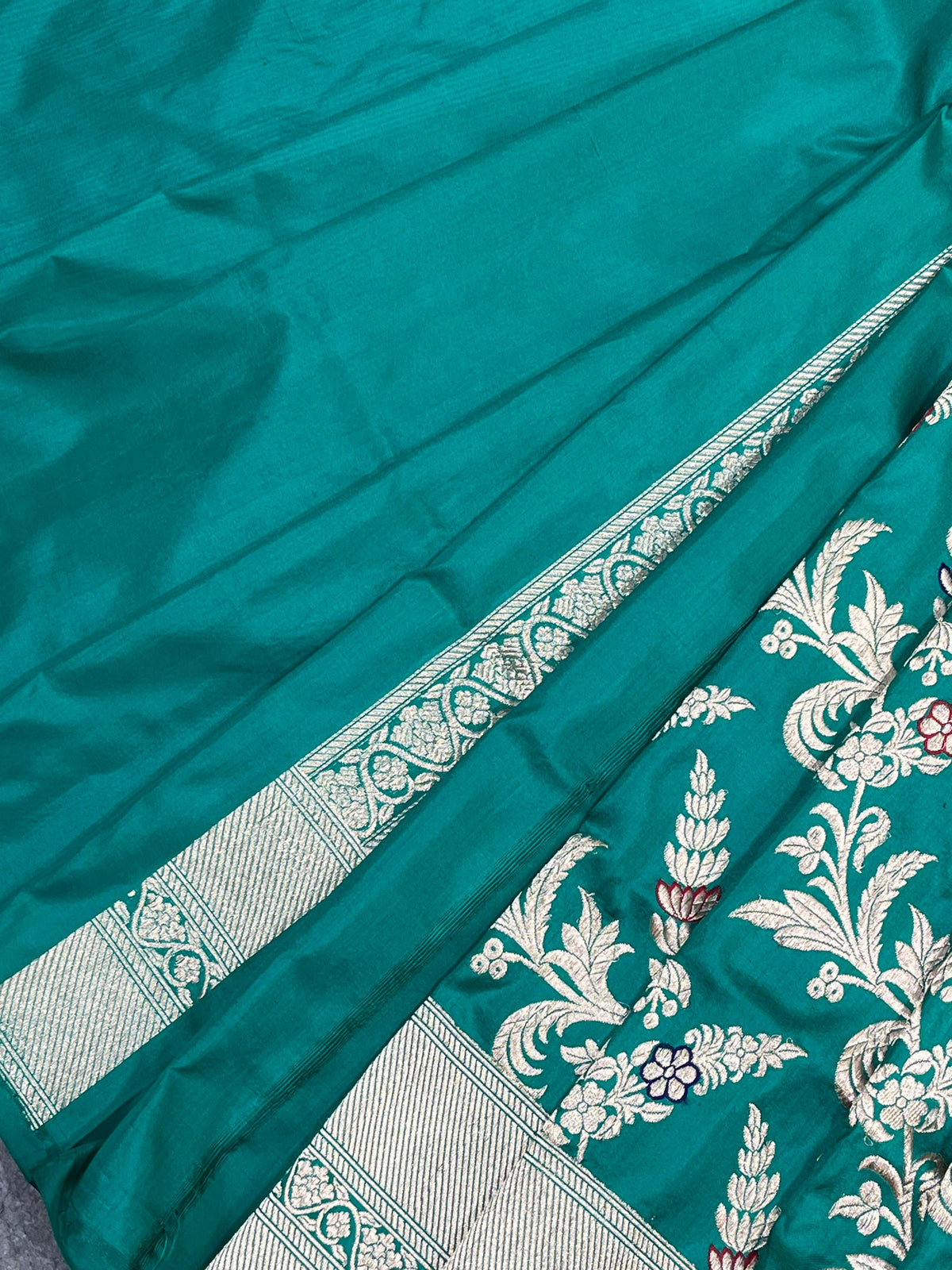 TEAL GREEN SILK PURE HANDLOOM BANARASI SAREE