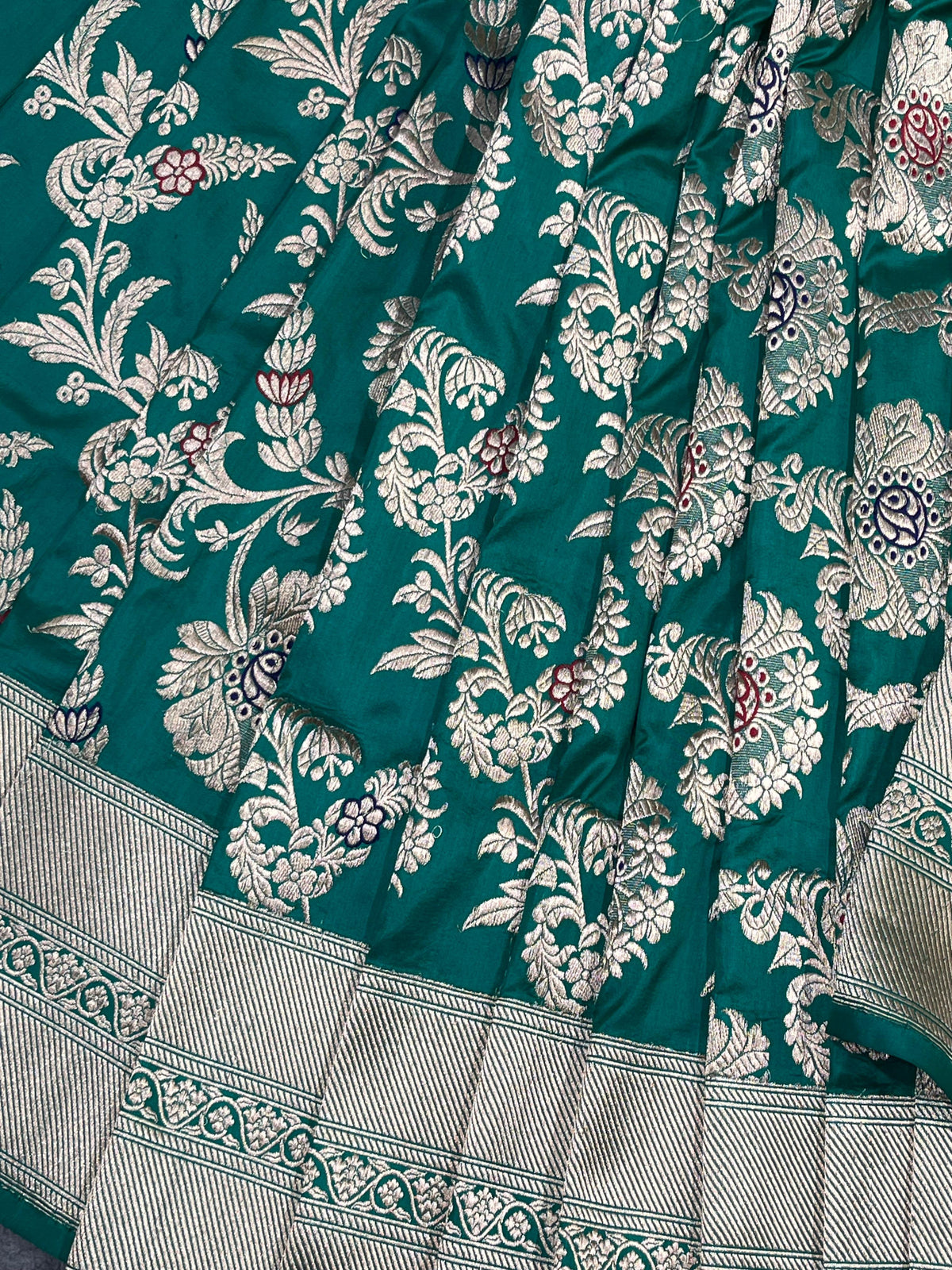 TEAL GREEN SILK PURE HANDLOOM BANARASI SAREE