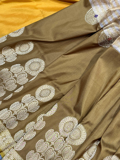 HALF SILK HALF TISSUE KORA PURE HANDLOOM BANARASI SAREE