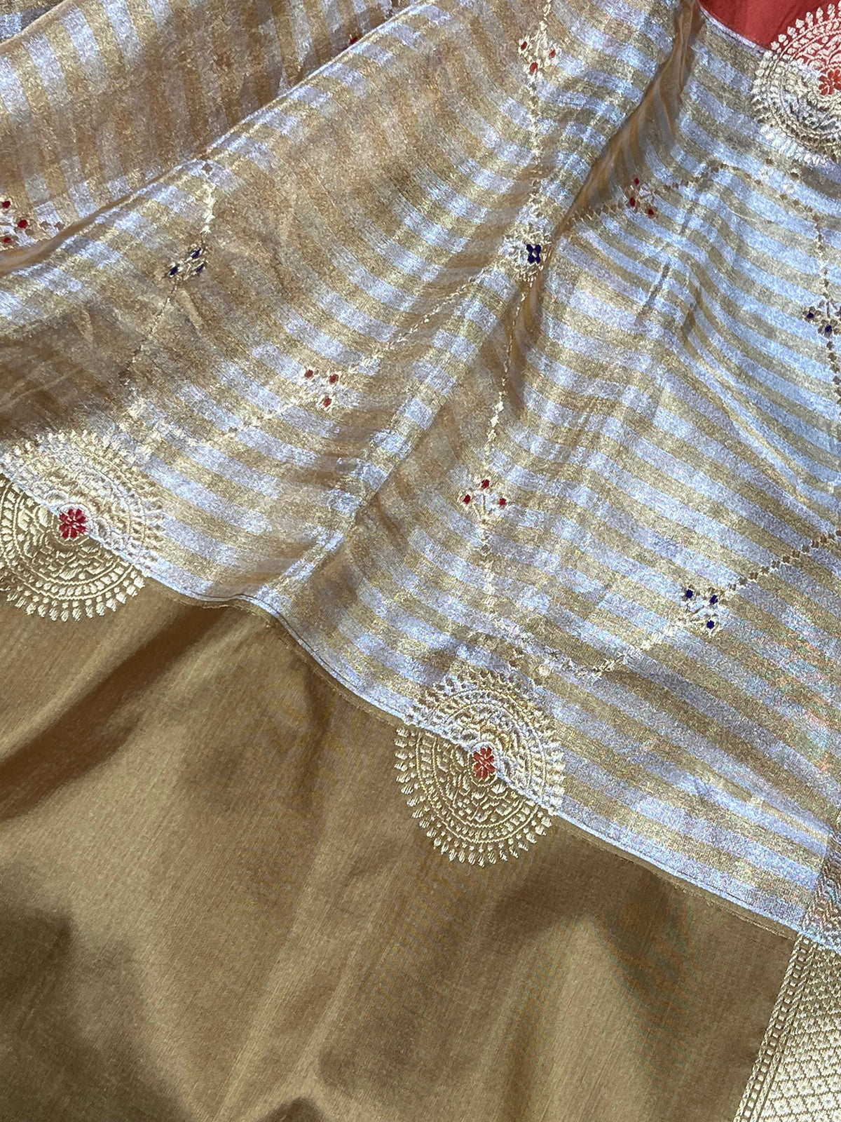 HALF SILK HALF TISSUE KORA PURE HANDLOOM BANARASI SAREE