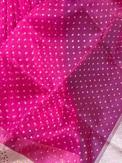 RANI PINK KORA PURE HANDLOOM BANARASI SAREE