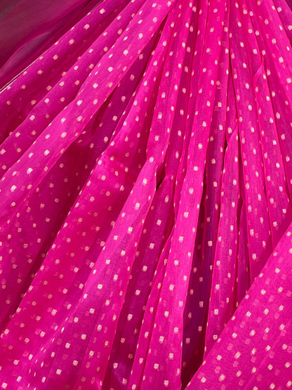 RANI PINK KORA PURE HANDLOOM BANARASI SAREE