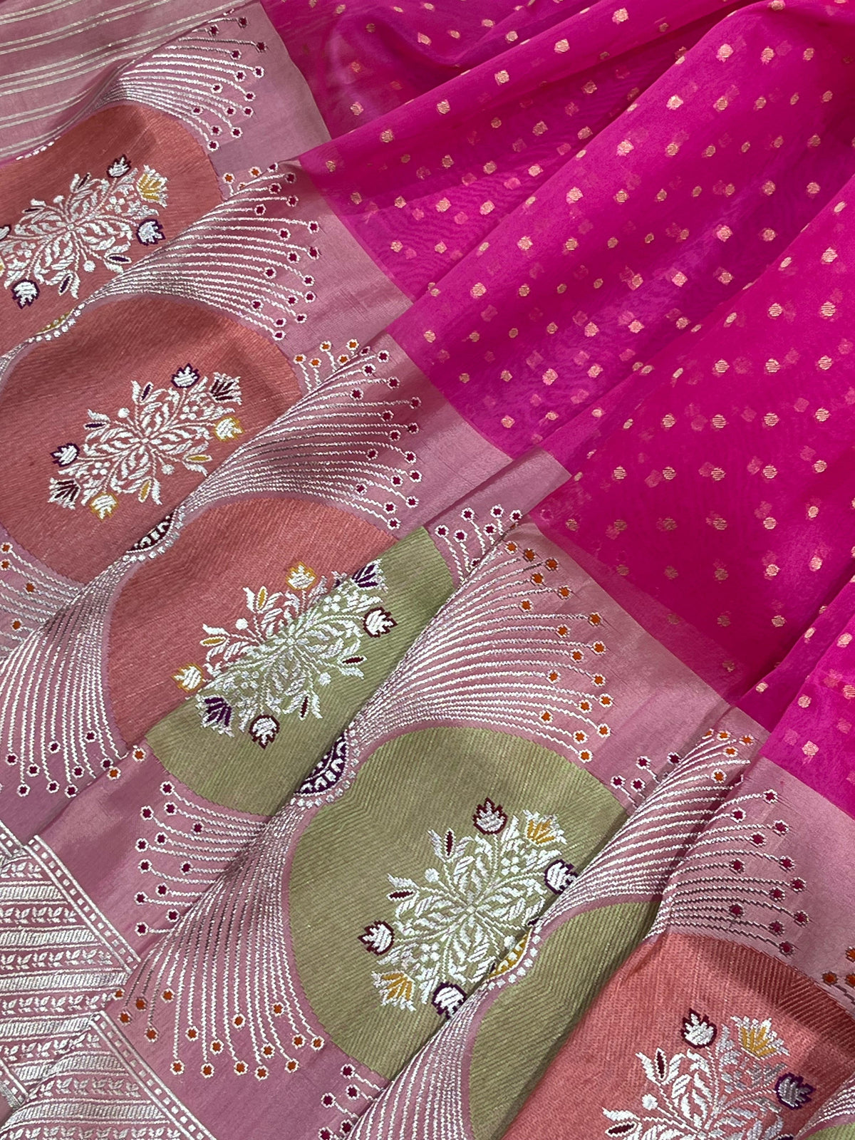 RANI PINK KORA PURE HANDLOOM BANARASI SAREE