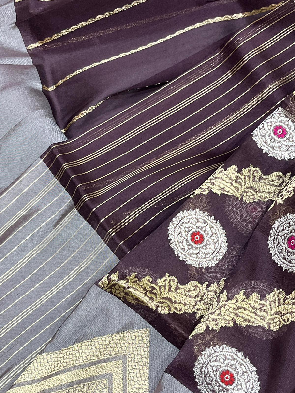 PLUM PURPLE KORA PURE HANDLOOM BANARASI SAREE