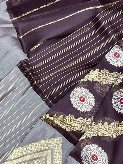 PLUM PURPLE KORA PURE HANDLOOM BANARASI SAREE