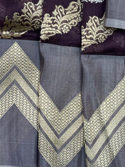 PLUM PURPLE KORA PURE HANDLOOM BANARASI SAREE