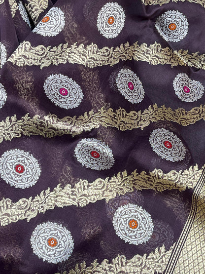 PLUM PURPLE KORA PURE HANDLOOM BANARASI SAREE