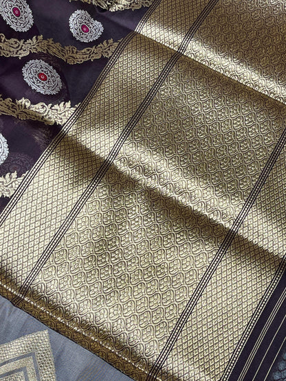 PLUM PURPLE KORA PURE HANDLOOM BANARASI SAREE