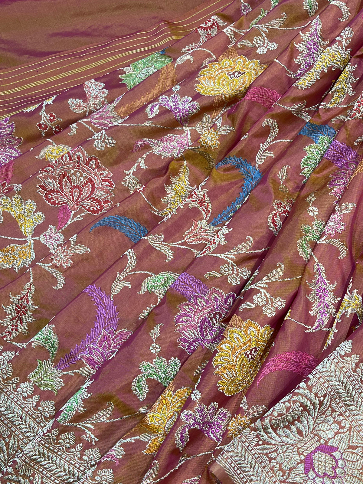 RUST PINK SILK PURE HANDLOOM BANARASI SAREE