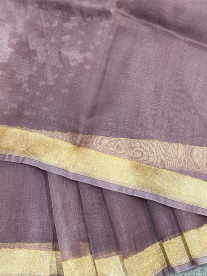 MAUVE KORA PURE HANDLOOM BANARASI SAREE