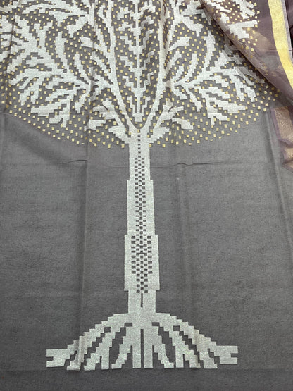 MAUVE KORA PURE HANDLOOM BANARASI SAREE