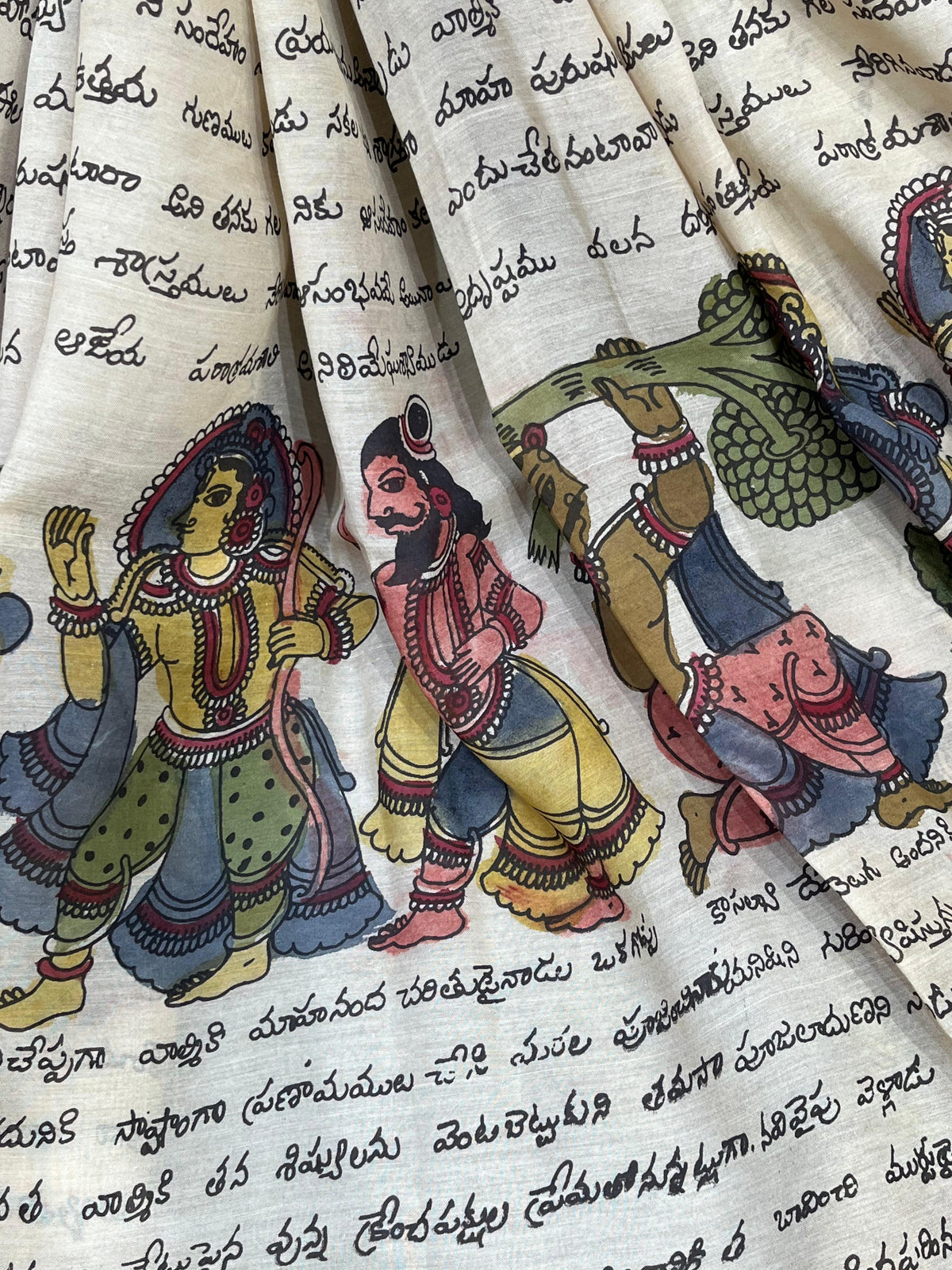 OFF WHITE SILK PURE HANDLOOM KALAMKARI SAREE