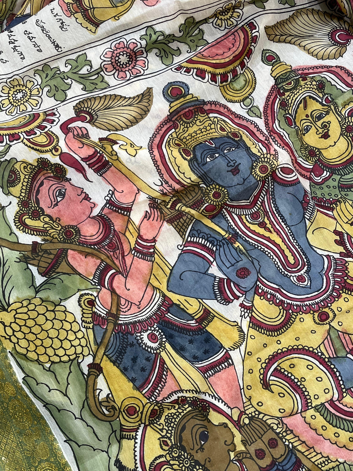 OFF WHITE SILK PURE HANDLOOM KALAMKARI SAREE