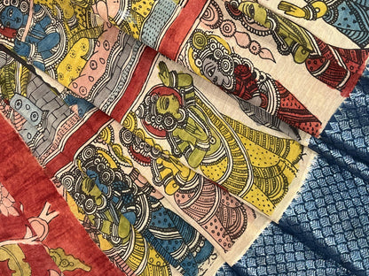 YELLOW BEIGE SILK PURE HANDLOOM KALAMKARI SAREE