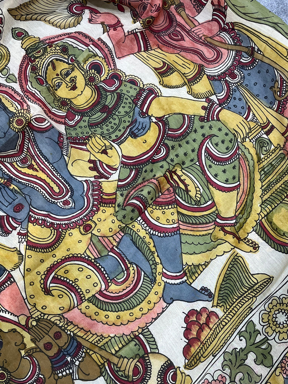 OFF WHITE SILK PURE HANDLOOM KALAMKARI SAREE