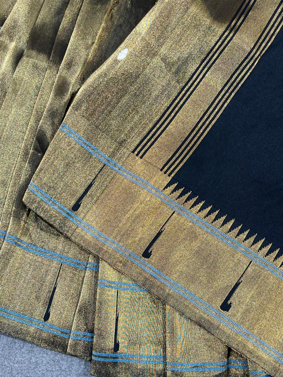 ANTIQUE GOLD TISSUE SILK PURE HANDLOOM PAITHANI SAREE