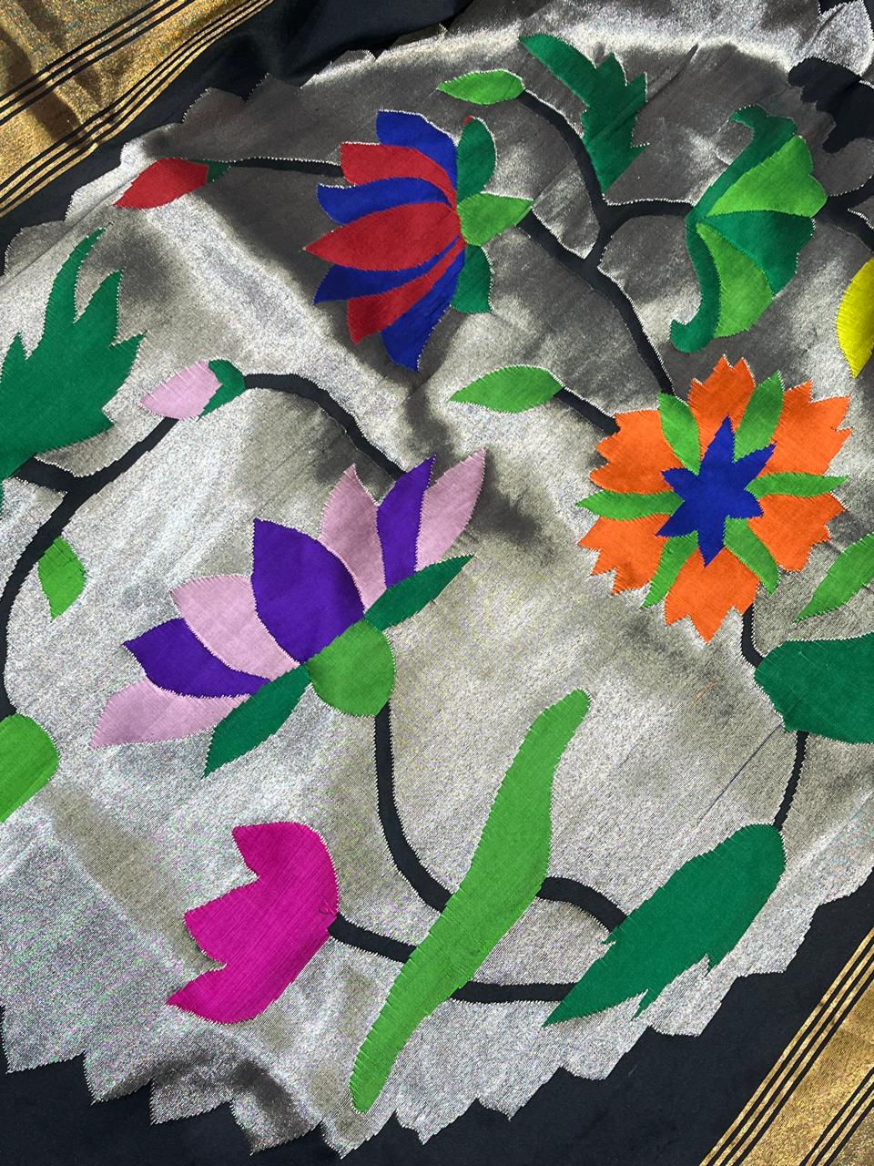 ANTIQUE GOLD TISSUE SILK PURE HANDLOOM PAITHANI SAREE