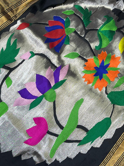 ANTIQUE GOLD TISSUE SILK PURE HANDLOOM PAITHANI SAREE