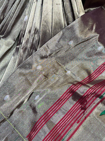 ANTIQUE GOLD TISSUE SILK PURE HANDLOOM PAITHANI SAREE