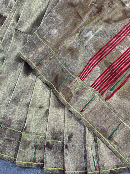 ANTIQUE GOLD TISSUE SILK PURE HANDLOOM PAITHANI SAREE