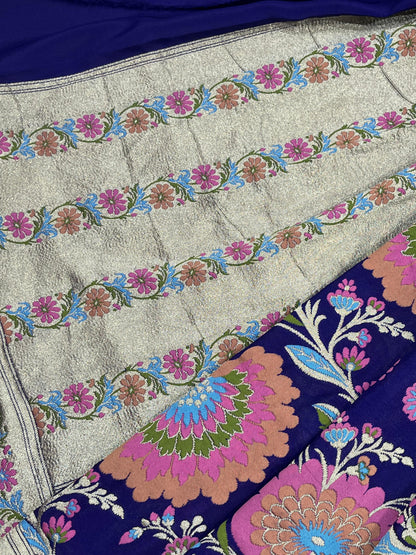 ROYAL BLUE PURE HANDLOOM BANARASI DUPATTA