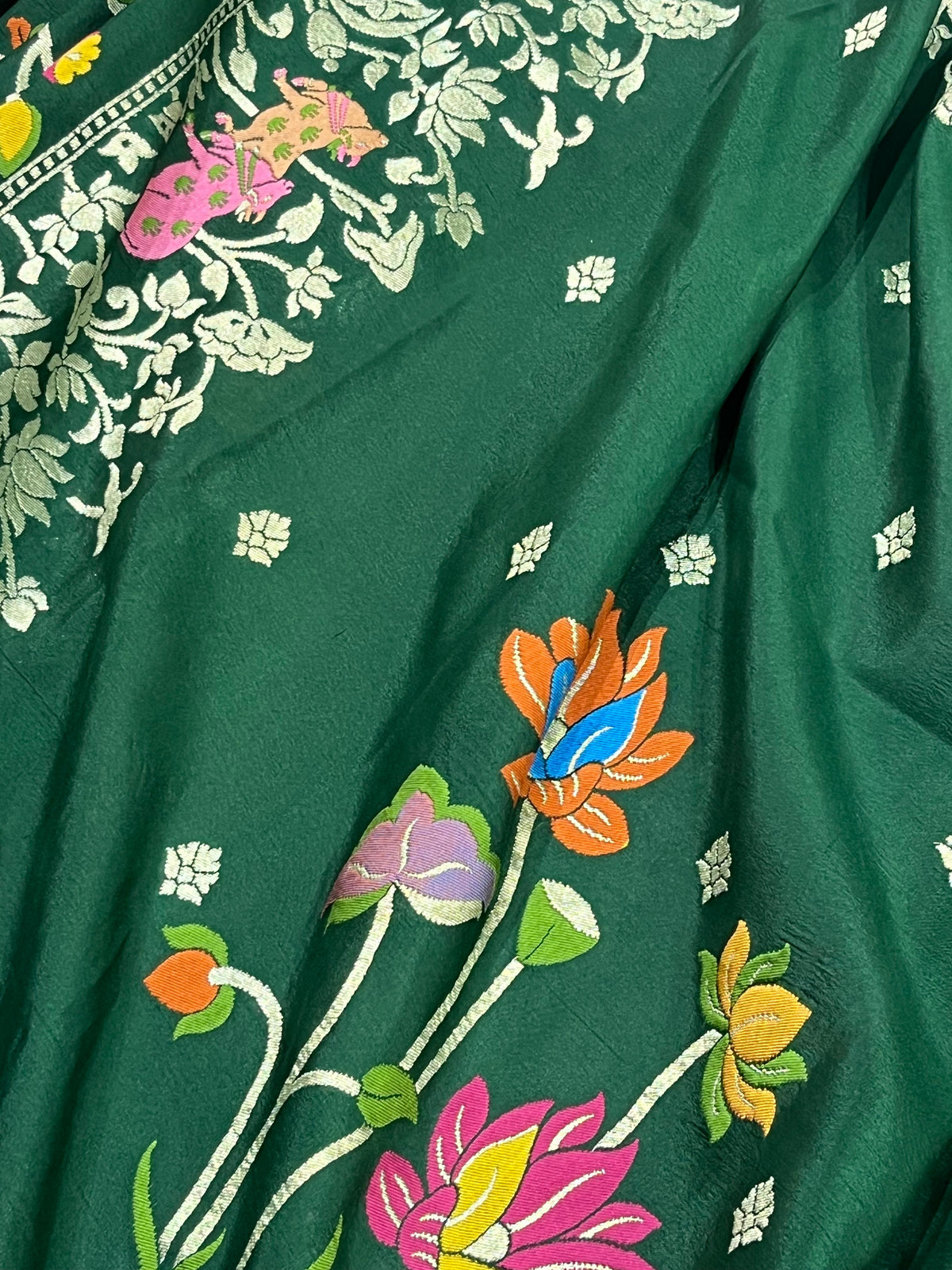 DEEP GREEN PURE HANDLOOM BANARASI DUPATTA