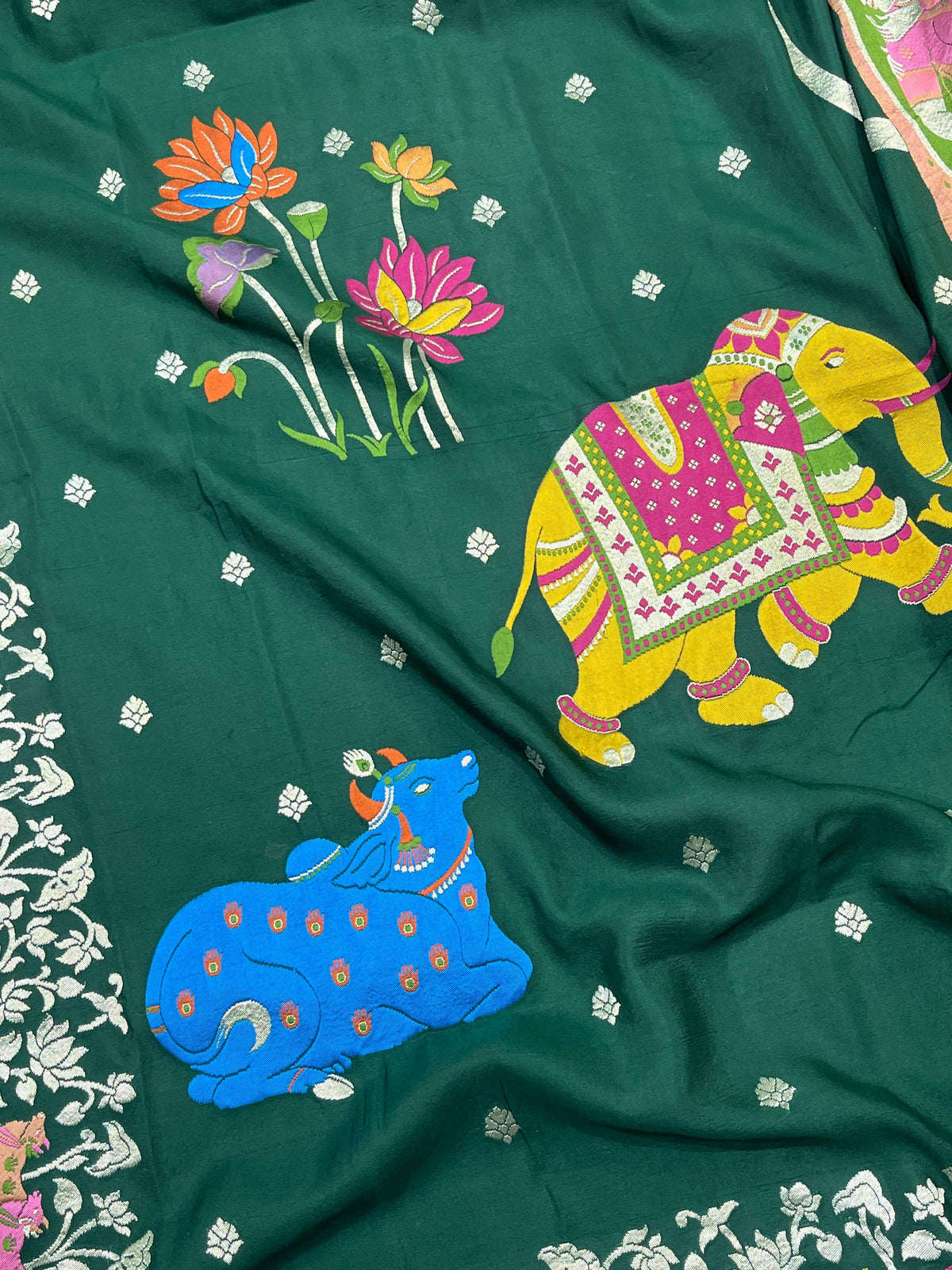 DEEP GREEN PURE HANDLOOM BANARASI DUPATTA