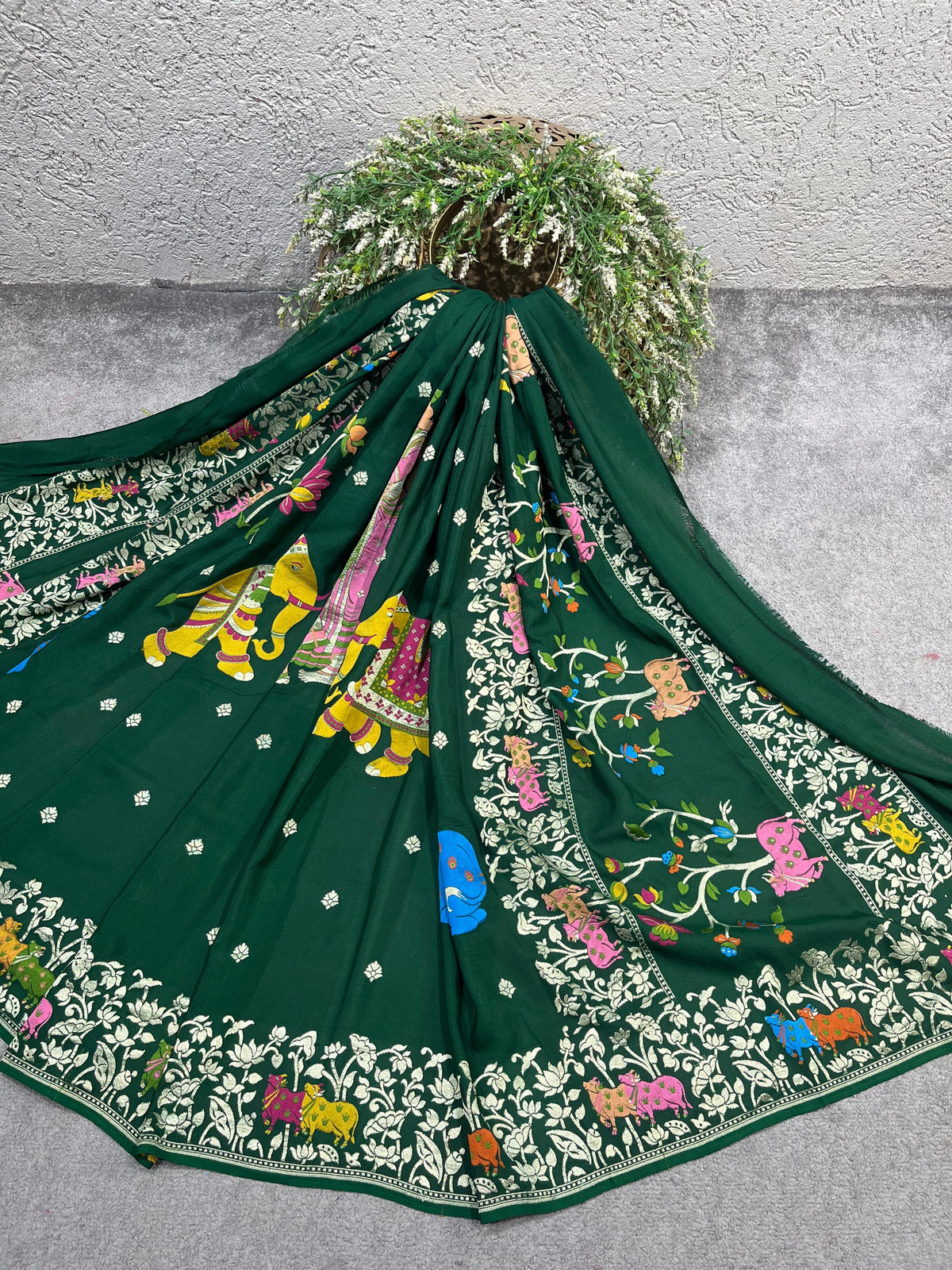 DEEP GREEN PURE HANDLOOM BANARASI DUPATTA