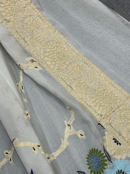 IVORY CHIFFON PURE HANDLOOM BANARASI DUPATTA
