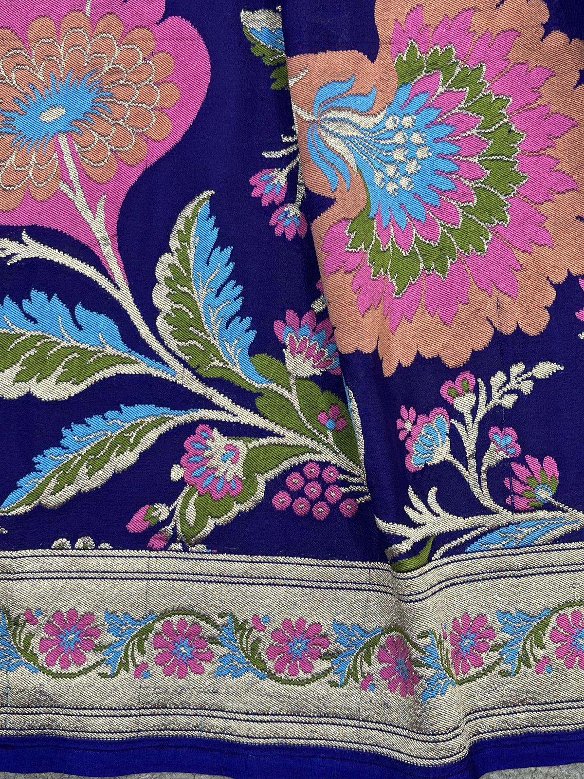 ROYAL BLUE PURE HANDLOOM BANARASI DUPATTA