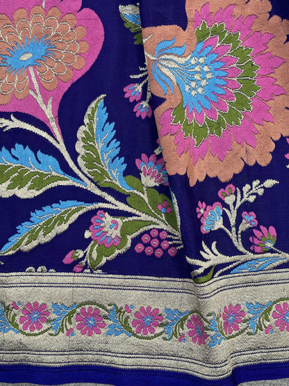 ROYAL BLUE PURE HANDLOOM BANARASI DUPATTA