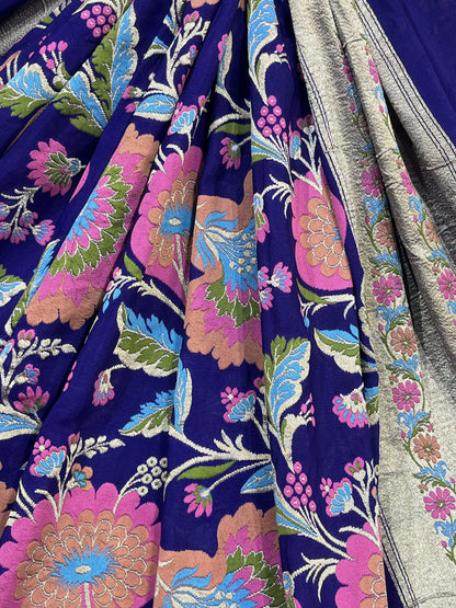 ROYAL BLUE PURE HANDLOOM BANARASI DUPATTA