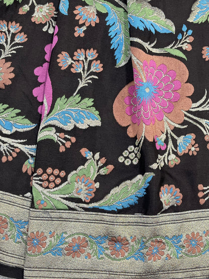 BLACK PURE HANDLOOM BANARASI DUPATTA