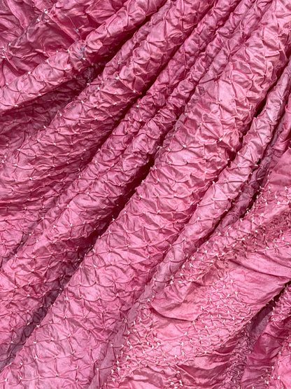 BABY PINK MULBERRY SILK PURE HANDLOOM BANDHEJ SAREE