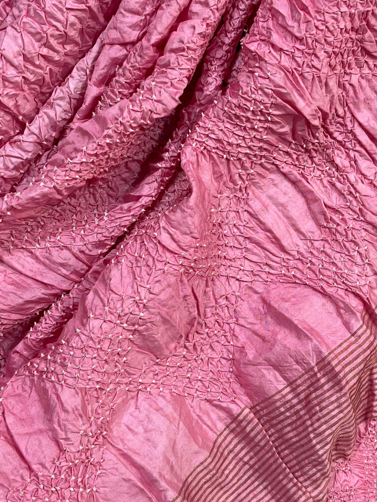 BABY PINK MULBERRY SILK PURE HANDLOOM BANDHEJ SAREE