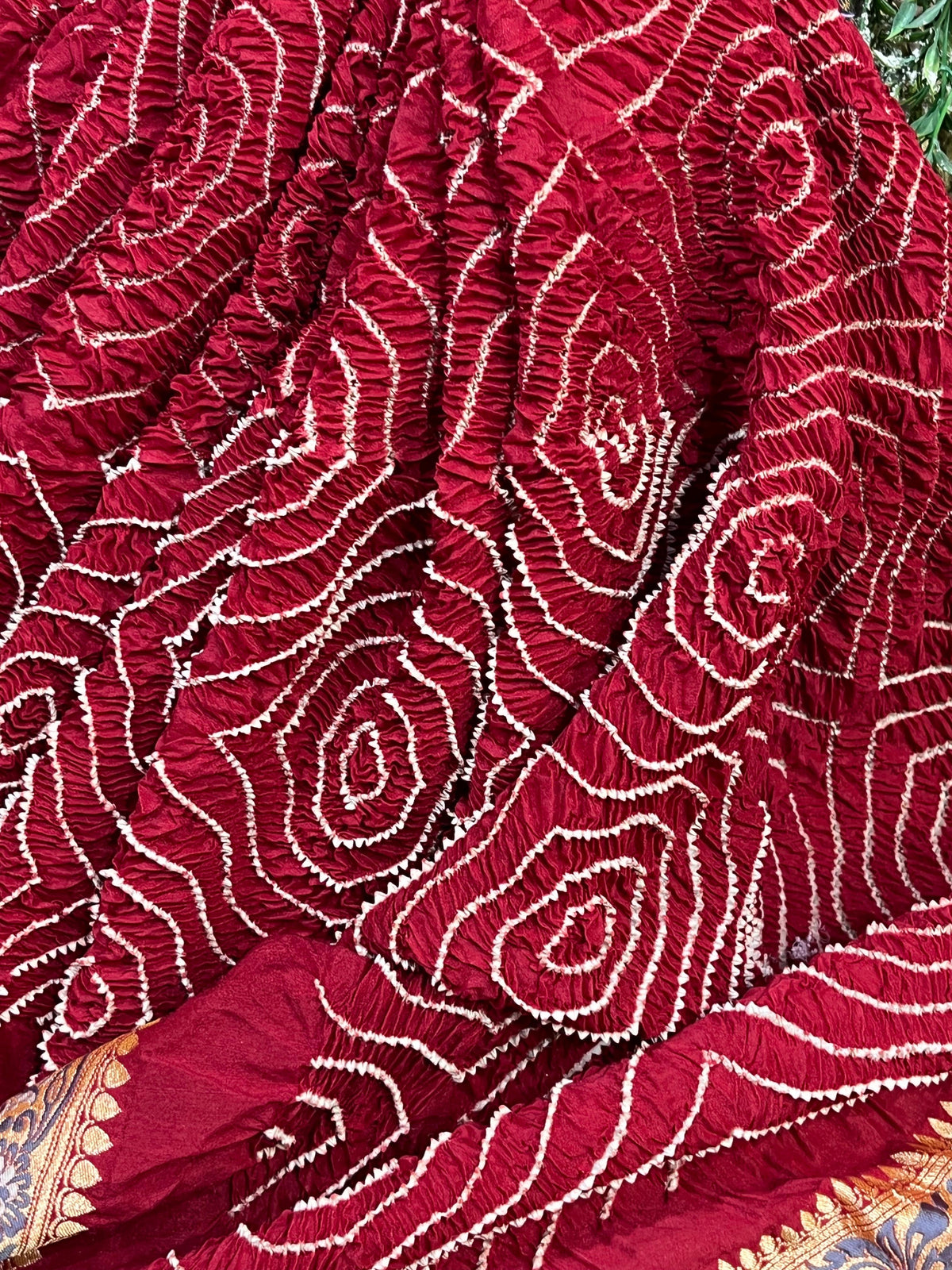 DEEP MAROON MOONGA SILK PURE HANDLOOM BANDHEJ SAREE