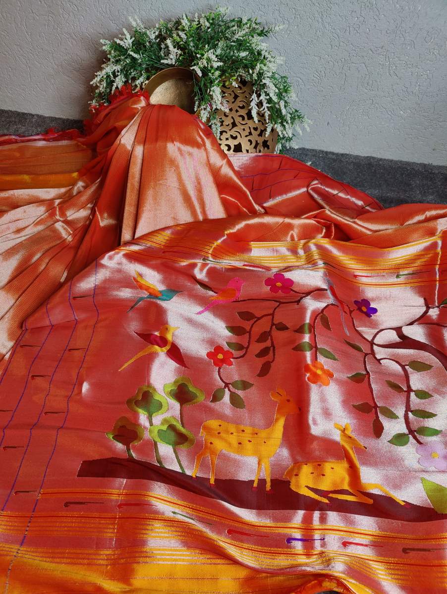 RED SILK PAITHANI PURE HANDLOOM SAREE