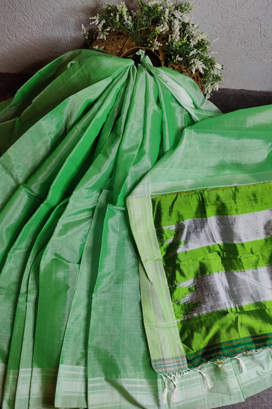 PISTA GREEN  SICO PURE HANDLOOM IRKAL SAREE