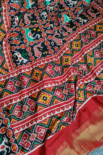 BLACK PURE SILK HANDLOOM PATAN PATOLA SAREE