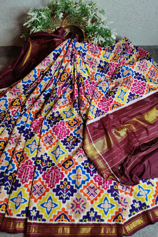 MULTICOLOUR PURE SILK HANDLOOM PATAN PATOLA SAREE